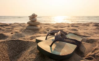 Картинка Песок, Море, Шлепанцы, Flip flops, Пляж, Летние Каникулы, Havaianas, Beach