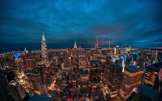 Картинка здания, дома, New York City, Манхэттен, ночной город, Нью-Йорк, Manhattan, небоскрёбы