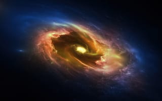 Картинка space, fantasy, yellow spiral galaxy, art