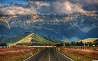 Картинка облака, горы, красота, cloud, New Zealand, mountain, Новая Зеландия, шоссе