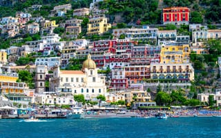 Картинка summer, beach, Amalfi, coast, sea, Positano, Italy