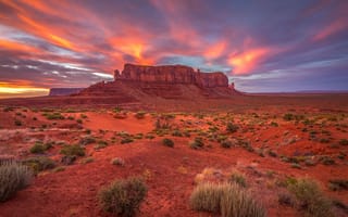 Картинка Закат, Аризона, Monument Valley, Долина Монументов, Батт, Butte, Arizona