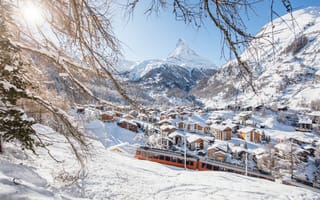 Картинка Дома, Зима, Церматт, Zermatt, Снег, Швейцария, Switzerland, Горы