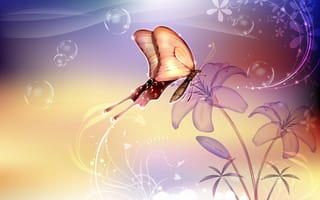 Картинка цветок, бабочка