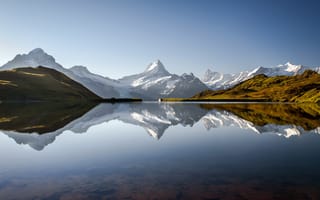 Картинка горы, Швейцария, Mountains, луга, Switzerlanland, Meadows, Lake Grindelwald, озеро Гриндельвальд