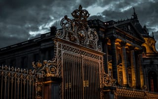 Картинка lights, twilight, royal gate, architecture, Palace of Versailles, France, Versailles, Chateau de Versailles