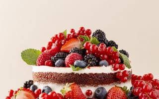 Картинка ягоды, малина, ежевика, торт, клубника, красная смородина, голубика