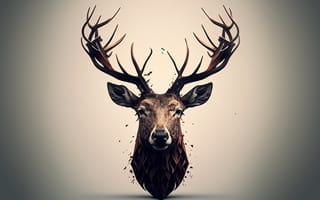 Картинка horns, minimalism, deer, animal, fauna