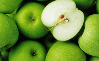 Картинка яблоки, капли, зеленый, еда