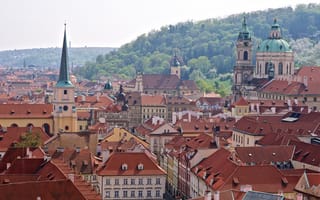 Картинка Прага, Чехия, панорама, крыши, Prague, здания, Czech Republic