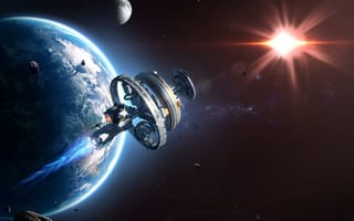 Картинка Планета, Ubisoft, Game, Звездолет, Космический одиночный экшен, Space single player action, Ubisoft Entertainment, AGOS: A Game of Space