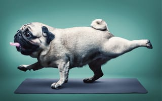Картинка Язык, Юмор, Pug, Коврик, Мопс, Йога, Yoga, Happy Dog