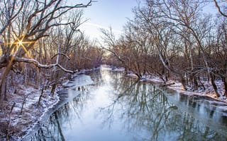 Картинка Солнце, Природа, Снег, Лед, Деревья, Nature, Рассвет, Зима