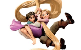 Картинка Tangled, Рапунцель, Rapunzel, запутанная история, Флинн, разбойник, Flynn Rider, принцесса, волосы