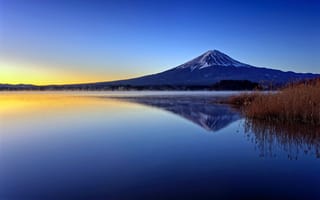 Картинка гора, утро, простор, Fuji, небо, красота природы, озеро, Japan