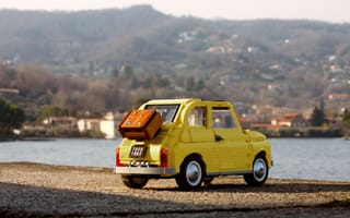 Картинка Желтый, Пейзаж, Игрушечный автомобиль, LEGO Fiat 500, Toy Car, Fiat 500, LEGO