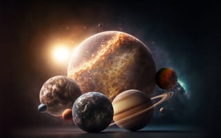 Картинка вселенная, планеты, галактика, солнечная система, звёзды