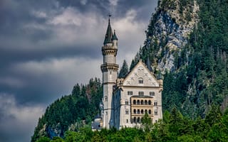 Картинка лес, горы, скалы, Bavaria, Германия, замок, Germany, Бавария