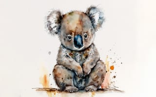 Картинка animals, illustration, koalas, simple, watercolor style