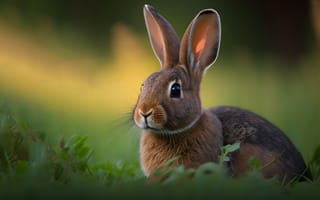Картинка трава, природа, grass, заяц, bunny, wildlife