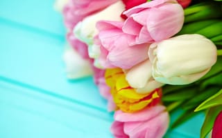 Картинка цветы, букет, pink, весна, flowers, fresh, тюльпаны, colorful
