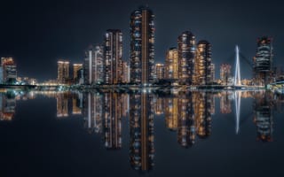 Картинка отражение, река, Tokyo, Токио, здания, Japan, дома, Япония