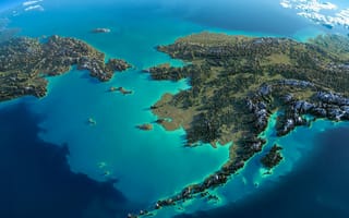 Картинка Аляска, Alaska, Exaggerated relief map of Chukotka, Карта увеличенного рельефа Чукотки, Земли Российской империи, Вид сверху, География, Россия