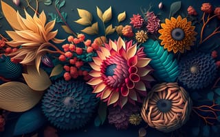 Картинка листья, цветы, натюрморт, flowers, colorful, leaves