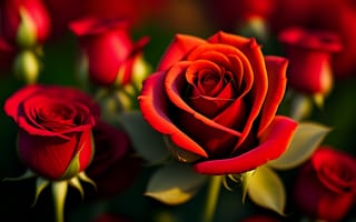 Картинка розы, красные, нейросеть