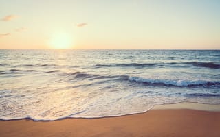 Картинка песок, море, закат, beach, sunset, пляж, sky, sea