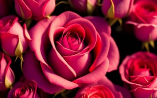 Картинка цветы, розы, pink, buds, flowers, roses, beautiful