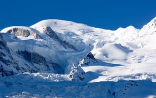 Картинка небо, снег, Альпы, Монблан, гора, тень, (4 810 м.), камни