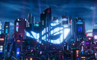 Картинка ASUS, Technology, Republic Of Gamers, Cyberpunk, Futuristic city, ASUS ROG