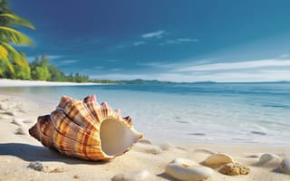 Картинка песок, море, небо, пляж, галька, тропики, синева, камни