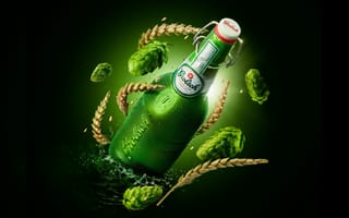 Картинка Бутылка, Пиво, Bottle, Хмель, Темный, Beer, Splash green, Grolsch