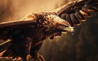 Картинка Птица, Орел, Беркут, ИИ-арт, Искусство искусственного интеллекта, Хищная птица, Цифровое искусство, Крылья