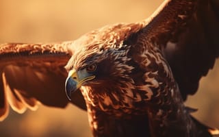 Картинка Взгляд, Птица, Хищная птица, Орёл, Цифровое искусство, Беркут, Хищник, Крылья