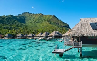 Картинка океан, бунгаловый отель, Moorea, экзотика, French Polynesia