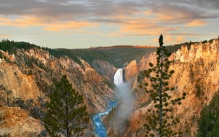 Картинка Вайоминг, Wyoming, Йеллоустонский национальный парк, Yellowstone National Park, Нижний Йеллоустонский водопад, Lower Yellowstone Falls