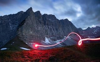 Картинка Горы, Австрия, Lines An Alm, Красные блики, Red Glare, Линии Альма, Mountains, Austria