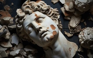 Картинка Голова, Скульптура, Бюст, Греческий бюст, ИИ-арт, Нейросеть, Цифровое искусство, Искусство искусственного интеллекта