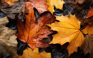 Картинка осень, листья, leaves, капли, autumn, вода, water, дождь