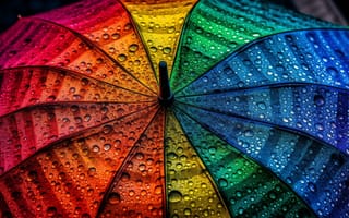 Картинка капли, rain, зонт, rainbow, colorful, дождь, текстура