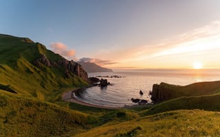 Картинка Аляска, Alaska, Summer Sunset, Horseshoe Bay, Adak Island, залив Хорсшу, остров Адак, Летний закат