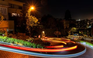 Картинка Калифорния, Сан-Франциско, San Francisco, Ломбард-стрит, США, Lombard Street, Long exposure, USA