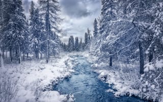 Картинка river, nature, snow, winter