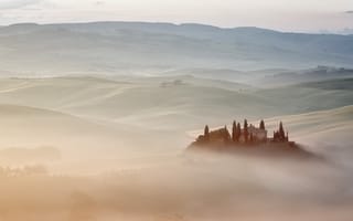 Картинка Fog vs. Mist, Italy, Belvedere Villa, Tuscany