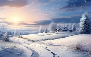 Картинка зима, лес, снег, хижина, rustic, мороз, домик, house