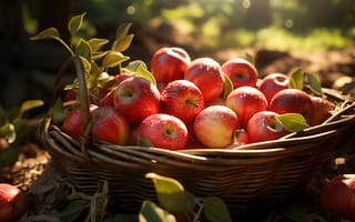 Картинка красный, природа, фрукты, яблоки, сад, урожай, плоды, спелая