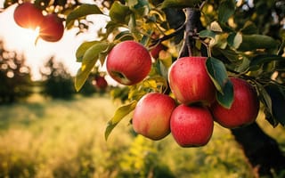 Картинка красный, природа, плоды, фрукты, яблоня, урожай, сад, яблоки